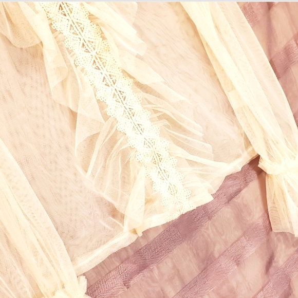 NEW: SHEER MOCK NECK RUFFLED BLOUSE - Picture 6 of 16